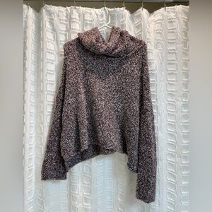 Free People Heathered Cowl Neck Sweater in Purple